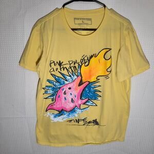Pink Dolphin L Graphic T-Shirt Yellow Abstract Fire Fruit Japan Logo Streetwear